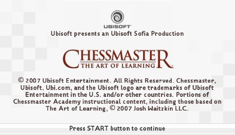 Chessmaster: The Art of Learning title screen for PSP